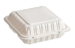 MFPP hinged container 8''X8''X3'' 3compartment black/white